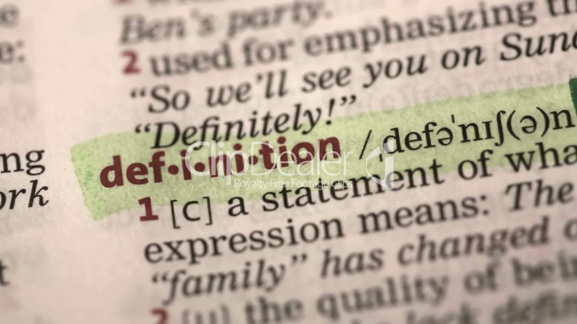 Definition of definition: Royalty-free video and stock footage